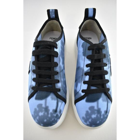 Fendi Rise Tie Dye Blue Black White Platform Logo Low Top Trainer Sneaker 39 - Picture 7 of 12